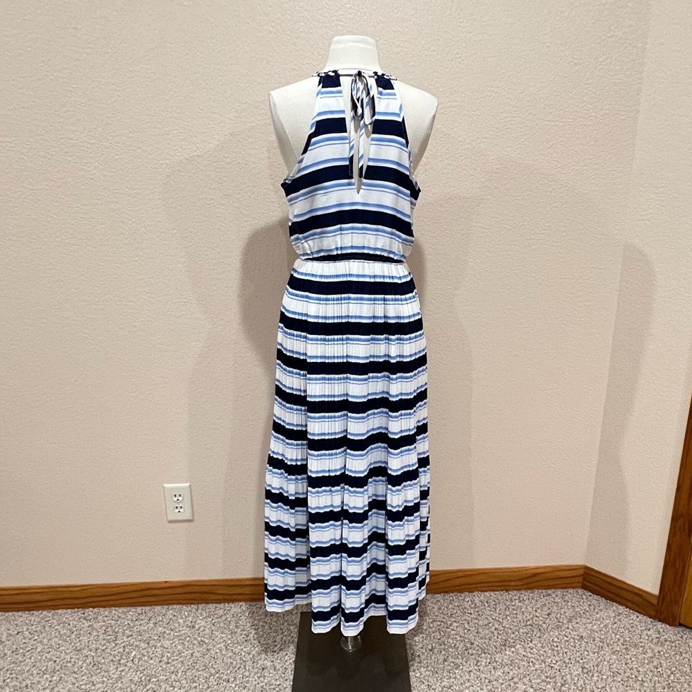 Arloh Blue Striped Halter Maxi Dress Size Small - Picture 5 of 12